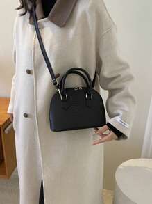 女士手提包贝壳绗缝钱包 - 黑色 - 查看 6