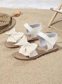 Girls' Summer Sandals, Butterfly Decor, Round Toe Flat Open Toe, Children's Princess Roman Shoes, Suitable For Casual Vacation, Beach Shoes