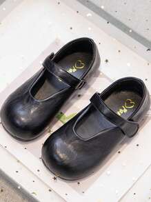 1 par enkla och trendiga enfärgade platta skor för flickor, vår/sommar - Svart - Visa 5