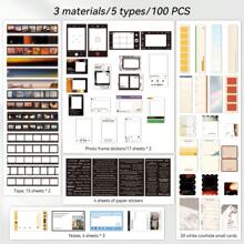 100pcs Vintage Film Strip Cards, Notes And Stickers Set, Suitable For Scrapbooking, Film Frames, Journals, Back To School Scrapbooks, Decorative Bullet Journals, Planners, DIY Crafts - Multicolor - View 12