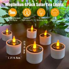 6pcs Solar Power Tea Lights,Outdoor Candle Flameless Flicker Waterproof Solar Table Lamp LED Candles With Dusk To Dawn Sensor For Lantern Garden Camping Party Home Valentines Decorations Easter Gifts Birthday Graduation