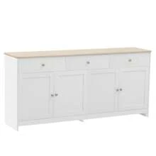 Cabinet, 4 Doors And 3 Drawers,Large Storage Space,Sideboard For Living Room, Dining Room,160x37x75cm,White - White - View 13