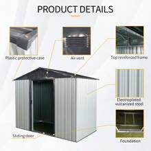 8ft X 4ft Outdoor Metal Storage Shed With Sliding Door And Foundation For Backyard Patio Lawn - White And Black