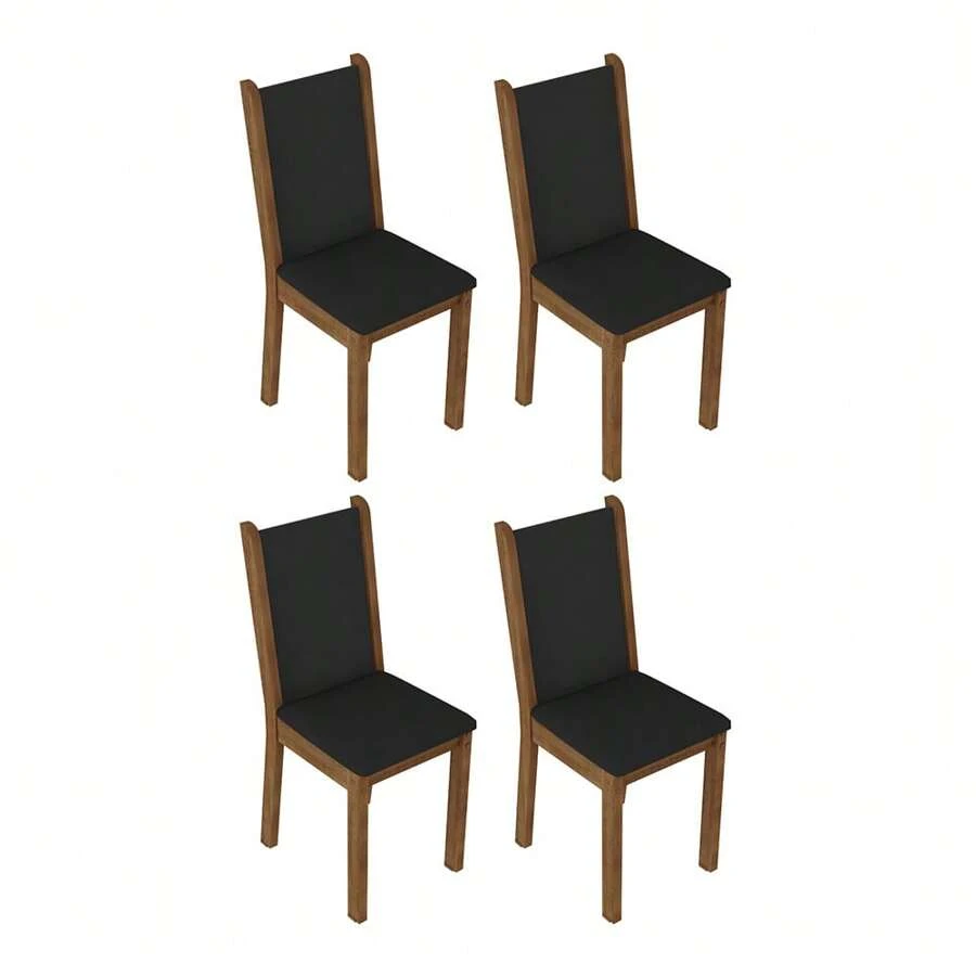 Kit De 4 Sillas 4291 Madesa Marrón/negro Estructura De La Silla Marrón Asiento Negro