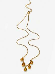 1 pieza Collar de globo con cadena de flores de acero inoxidable y cuentas, de lujo, moda de alta gama y elegante para mujeres