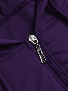 Plus Size Women's Zip Up Hoodie & Jogger Set - Lightweight Workout Outfit With Thumb Holes (Sizes 1X-5X) - 紫色 - 查看 5