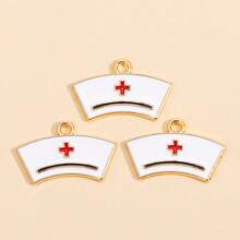 10pcs Cartoon Medical Theme Enamel Metal Nurse Outfit, Nurse Cap, Stethoscope, Syringe, Thermometer Charms For DIY Crafts, Nurse's Day, Key Chain, Earrings, Jewelry Gifts