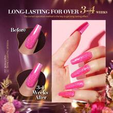 Glitter Gel Nail Polish Set, 6PCS Pink Gold Glitter Gel Nail Polish Pink Gel Polish Soak Off Long Lasting Nail Design Gifts For Women - 6PCS Color - View 6