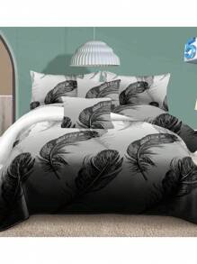Conjunto de tres piezas de plumas negras y grises (180 x 200 cm)