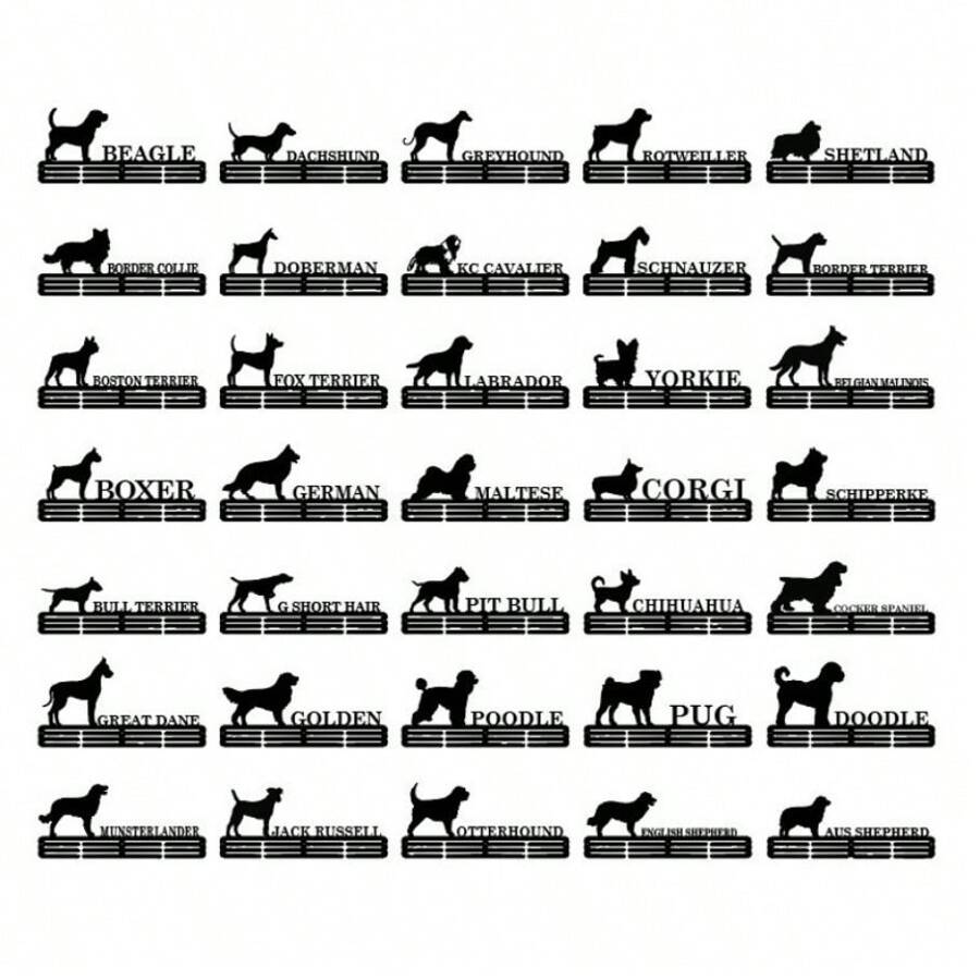 Pet Award Medal Hanger Monogram - 12 Rungs For Medals & Ribbons, Metal Sign, Art, Wall Decor Gifts Birthday Graduation
