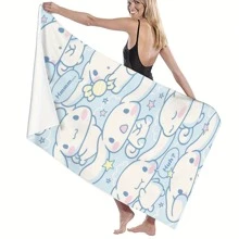 Sanrio 1 pezzo Telo mare Sanrio Kuromi Hello Kitty My Melody, con stampa di nuvole e animali carini, assorbente, morbido, asciugatura rapida, essenziale per la spiaggia, le vacanze, il bagno, design sottile, orlo con cucitura singola, 70X150cm/80X160cm