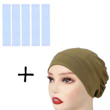 6pcs/Set = (1pc Inner Hijab + 5pcs Hijab Tape) Non-Slip Invisible Adhesive Tapes And Muslim Underscarf Cap Set - Multicolor - View 9