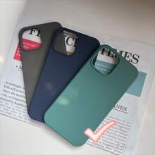 1pc Luxury Liquid Silicone Phone Case Compatible With Apple Phone 17 Air 16e 11 13 12 14 15 Pro Max Cases Phone 16 Pro Max Shockproof Protective Cover - Pine Needle Green - View 4