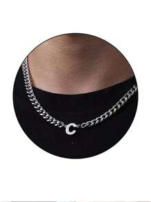 1pc Stainless Steel 26 Letter Fashion Pendant Necklace, Suitable For Daily Wear, Gift For Boyfriend/Girlfriend, Couples