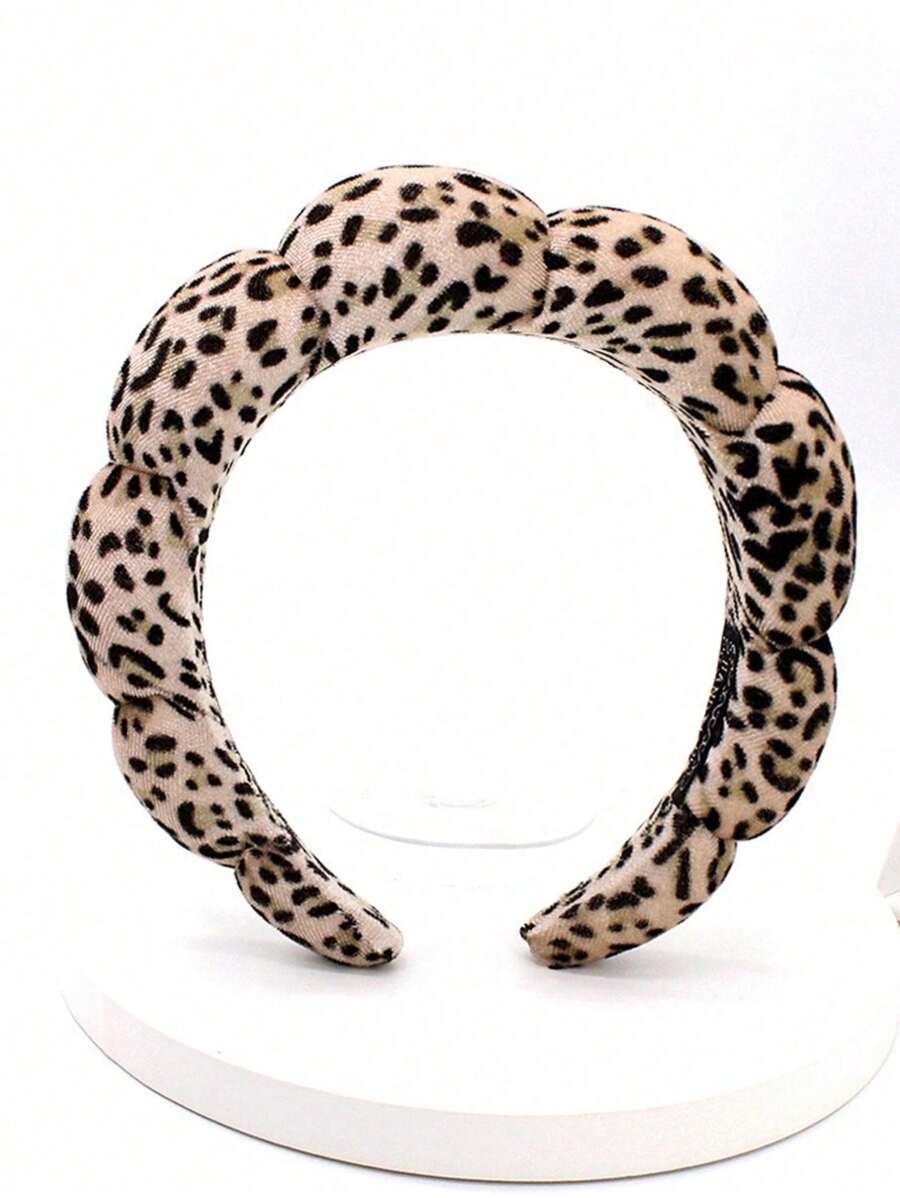 1 pieza Banda para el cabello de mujer de primera calidad hecha a mano con estampado de leopardo y unicolor, diadema, aro para el cabello