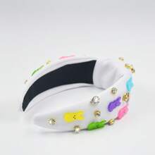 1pc Easter Women's Fabric Headband With Colorful Rabbit & Crystal Knot Decors, Suitable For Everyday Outings,Hairband,Hair Hoop