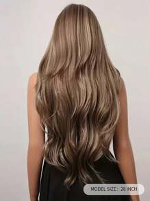 28英寸波浪蝴蝶发型假发，带刘海，女士合成纤维假发，适合日常佩戴和派对。