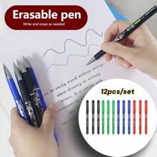 2pcs/4pcs/12pcs/24pcs/27pcs Erasable Ball Pens (Black/Red/Blue/Green Refills Available), 0.5mm Thermal Erasable Ink Pen, Durable & Easy To Correct, Keep Text Neat, Creative Student Stationery, Suitable For Note-Taking, Pricing, Highlighting Etc., Can Be Given As Learning Rewards, School Prizes To Students, Classmates, Teachers