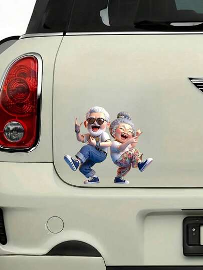 1 件趣味跳舞老年夫妇 PVC 贴纸，防水乙烯基贴花，适用于汽车/摩托车/卡车/笔记本电脑，防刮盖和装饰，保险杠/厕所/墙壁粘贴礼物生日毕业房间装饰家居装饰墙壁装饰浴室装饰卧室装饰房间装饰物品客厅装饰房屋装饰家居装饰客厅墙壁艺术墙纸贴纸个性化贴纸