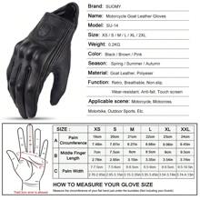 Suomy 复古山羊皮摩托车手套 夏季男士棕色复古皮革摩托车越野手套 女士摩托车手套 - 黑色 - 查看 4