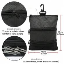 FINGER TEN Golf Tasche mit Reißverschlusstaschen, Ausrüstungsclip zum Befestigen an der Tasche für Wertsachen und Tees