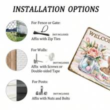 2D Rustic Farmhouse Metal Tin Sign, 8x12 Inch - Vintage Easter Bunny & Rose Tea Design, Iron Wall Decor For Kitchen & Home, Ideal For Spring Season Festive Decor