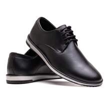 Men's Derby Dress Shoes Modern Oxford Comfortable Lace-Up Rubber Sole Two-Tone - màu đen - Xem 1