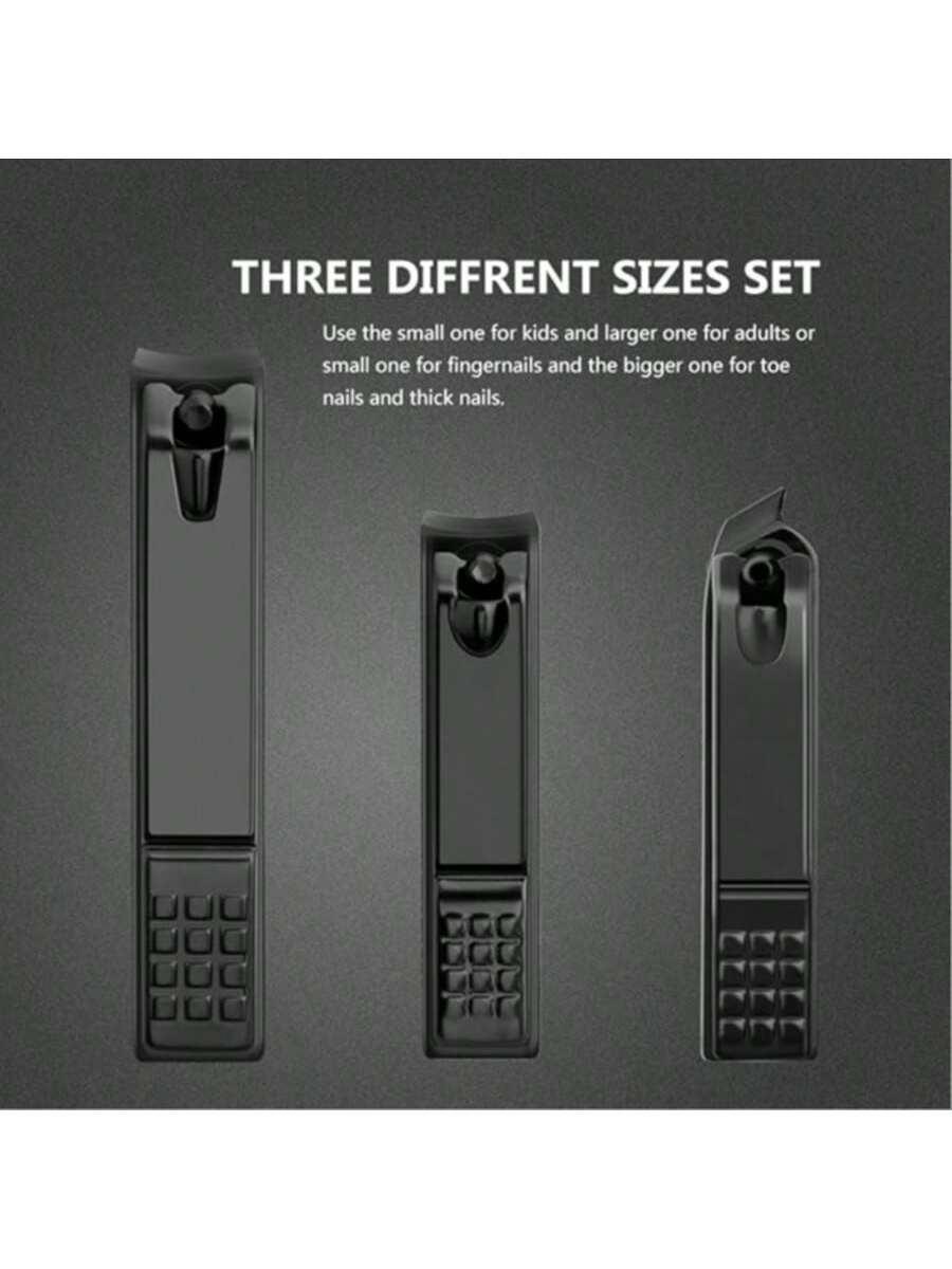 مجموعة 3قطع ملقط أظافر مطفي من الستانلس ستيل - لأظ...