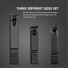 3pcs Set Matte Black Stainless Steel Nail Clippers - For Fingernails, Toenails And Ingrown Nails - Heavy Duty Nail Clippers, Manicure Tools, Pedicure Accessories, Suitable For Men And Women - Precision Design