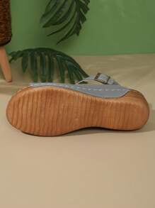New Spring/Summer Fashion Women Platform Wedge Beach Sandals, Thick Sole With Stitching (Shoelaces Can Be Removed And Adjusted) - Grey - View 8