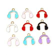 20-50pcs 15x14.5mm Enamel Cute Earphone Headphones Charms Pendant DIY Jewelry Making Accessories For Bracelet Earrings Keychains