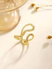 1pc Niche Design Oversized Adjustable Ring With Heart, Moon & Star Shape, European & American