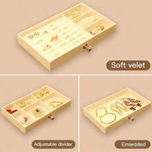 1pc Jewelry Organizer Box, Earring Holder, Trinket Drawer Storage Case, Dustproof Jewelry Display Box For Dresser