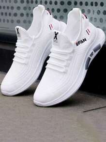 Men's Sports Shoes Lace-Up Casual All-Match Non-Slip Wear-Resistant White Soft Sole Breathable Mesh New Men's Versatile Shoes - 白色 - 查看 3