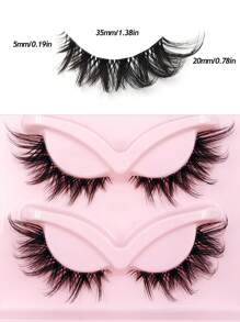 Asiteo 5 Pairs Cat Eye False Eyelashes, Soft & Fluffy, 3D Faux Mink Lashes, Natural & Lengthening Lash Extensions, Makeup Accessories - 黑色 - 查看 3