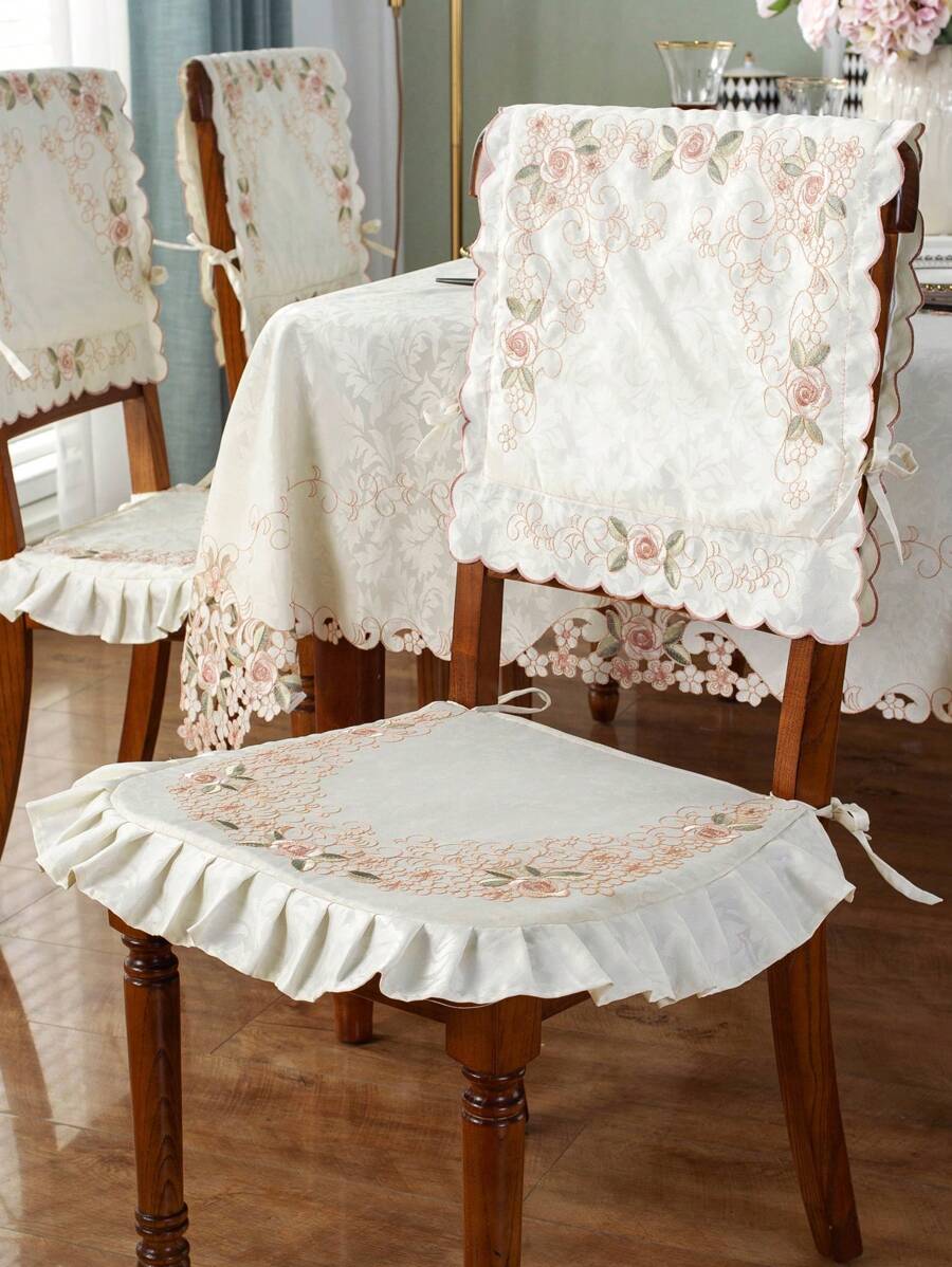 ABEST6522 Home&Living store 1 tấm vải gấm thêu hoa hồng tinh xảo, thiết kế khoét rỗng thủ công, sự thanh lịch nghệ thuật cao cấp, phong cách cung điện tinh tế, nhà bếp, phòng học, phòng ăn, đệm ghế/vỏ bọc phòng ngủ, phổ biến 4 mùa, trang trí nhà cửa, tụ họp gia đình/ngày lễ, tiệc, sinh nhật, trong nhà/ngoài trời, thảm dã ngoại, quà tặng - Màu be - Xem 1