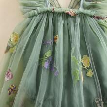 Toddler Baby Girl Halloween Fairy Costume Butterfly Wing Tulle Fairy Romper Dress Birthday Tutu Dress Princess Dress - 綠色 - 查看 6