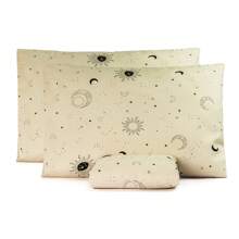 3-Piece Double Sheet Set 150 Thread Count Cotton With Elastic - Mặt trời và mặt trăng - Xem 1