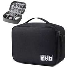 Estuche Organizador Cables Cargadores USB Audífonos Impermeable - Negro - Ver 1