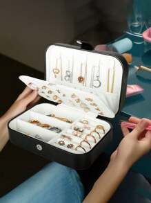 1 件便携式旅行珠宝收纳盒，珠宝展示盒，PU 皮革珠宝盒，大容量，可容纳珠宝、戒指、项链、耳环、手镯、化妆品 - 多色 - 查看 17