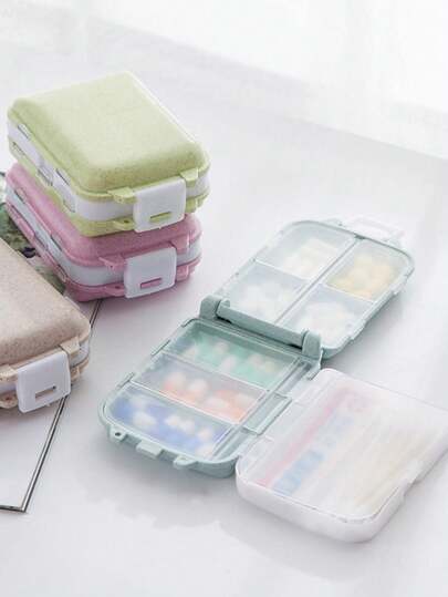 صندوق تخزين الأدوية متعدد الشبكات، صندوق حبوب محمول من البولي بروبلين الوردي للاستخدام المنزلي قطعة واحدة