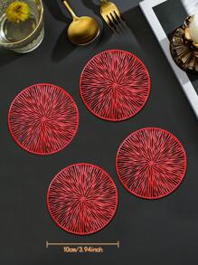 2/12pcs 15" Round Gold Foil Fireworks Pattern Placemats, (PVC) Material, Gold Stamping Hollow Design, Waterproof, Washable, Easy To Clean, Non-Slip, Heat-Resistant, For Room Decor, Dining Table, Home Decor, Suitable For Holidays, Parties, Birthdays, Weddings And Dinners