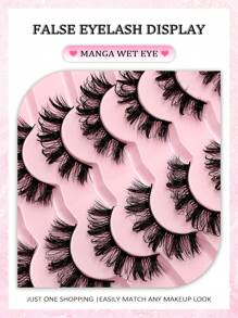 Asiteo 7 Pairs Moisturizing Eyelashes, Cartoon Style, Faux Mink, Curled And Charming, Y2K Style, 3D Fluffy And Dense, Dramatic Wet Makeup Effect, Eyelash Extensions - 尖尾漫畫款 - 查看 4