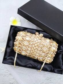 Exquisite Luxurious Gold Color Crystal Evening Bags For Women,Formal Wedding Party Handbag Purse Floral Crystal Handbag, All Handmade Metal Rhinestone Dinner Bags,Vintage Sequin Clutch Wedding Party Prom Bag, Chain Crossbody Evening Purse, Perfect Bride Purse For Wedding, Prom & Party Events,Best Gifts For Ladies