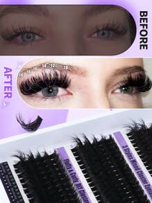 300 Stücke DIY Büschel Wimpernverlängerung, Wimpernverlängerungsset, D-Krause Wimpernverlängerungsset, 60D + 80D +100D schwarze einzelne Büschel Wimpernverlängerung 280 Paar, 9-16mm gemischte DIY Einzelbüschel Wimpernverlängerung für den Heimgebrauch - Schwarz - Übersicht 2