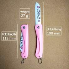 Sanrio 1 pezzo Coltello da frutta piegabile in ceramica Sanrio, Kawaii, anime e cartoni animati, elegante, da viaggio, uso domestico, sbucciatore, regalo