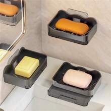 壁挂式肥皂盒架，双层浴室肥皂盒沥水架，家用浴室壁挂式肥皂收纳架