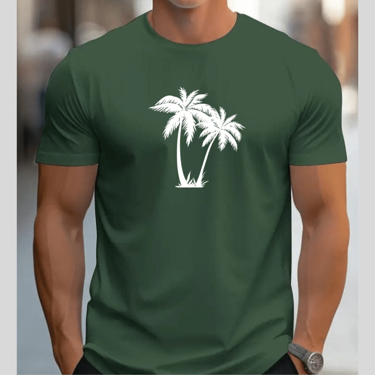 Camiseta Masculina Camisa Algodão Malha Premium 30.1 - Verde Militar - Visão 1