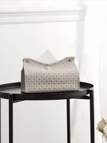 1 件纯色编织图案压花面巾架套装，厚复合面料桌面立式纸巾架，适用于办公室、餐厅、酒吧、客厅或卧室 - 彩色 - 查看 7