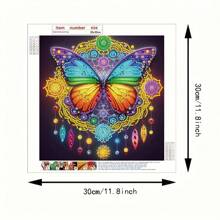 1pc 11.8" X 11.8" Asymmetrical Shaped 5D Diamond Painting Kit, DIY Butterfly Design Wall Decor, Suitable For Beginner & Adults, Thanksgiving Gift